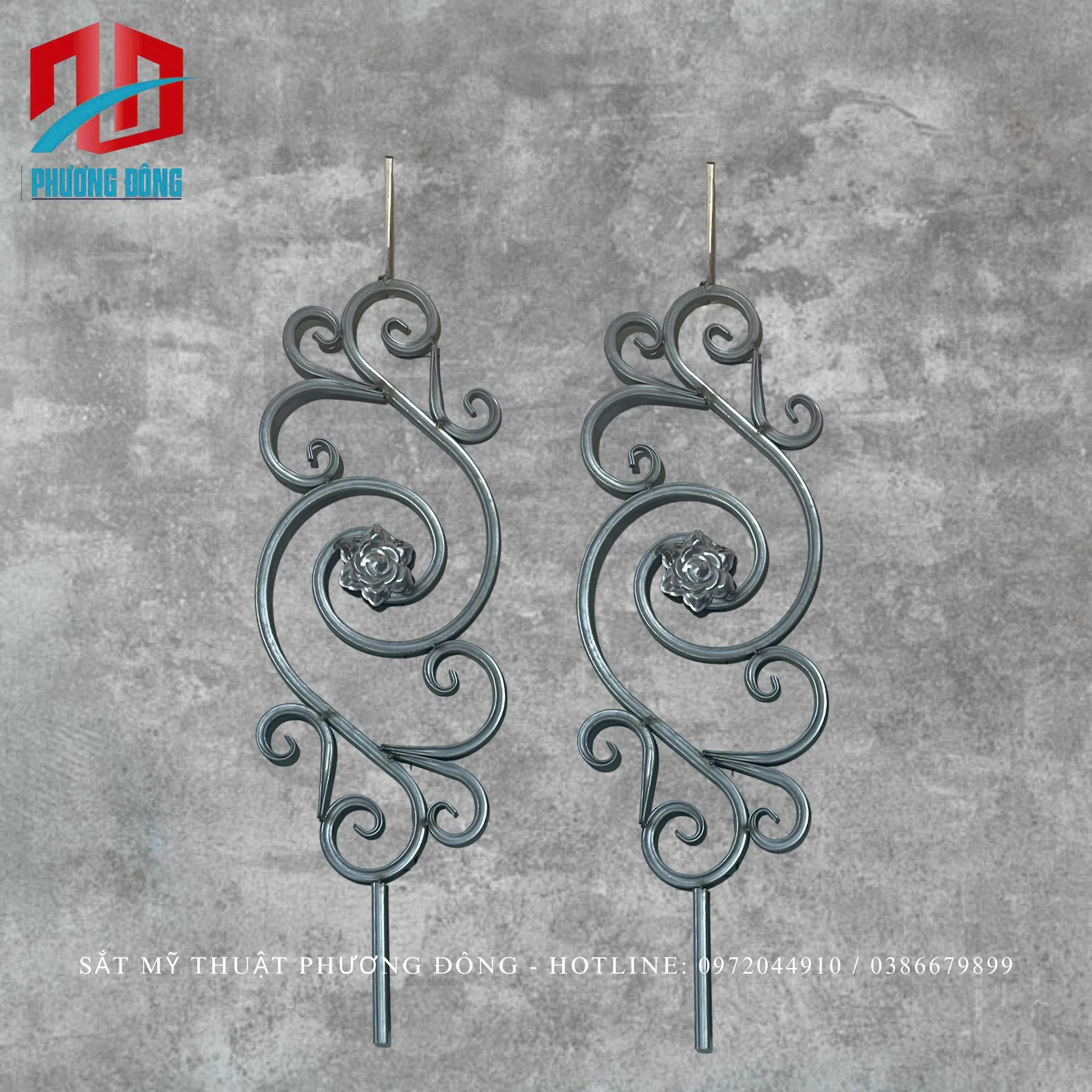 Thanh con tiện sắt hộp hoa uốn 03