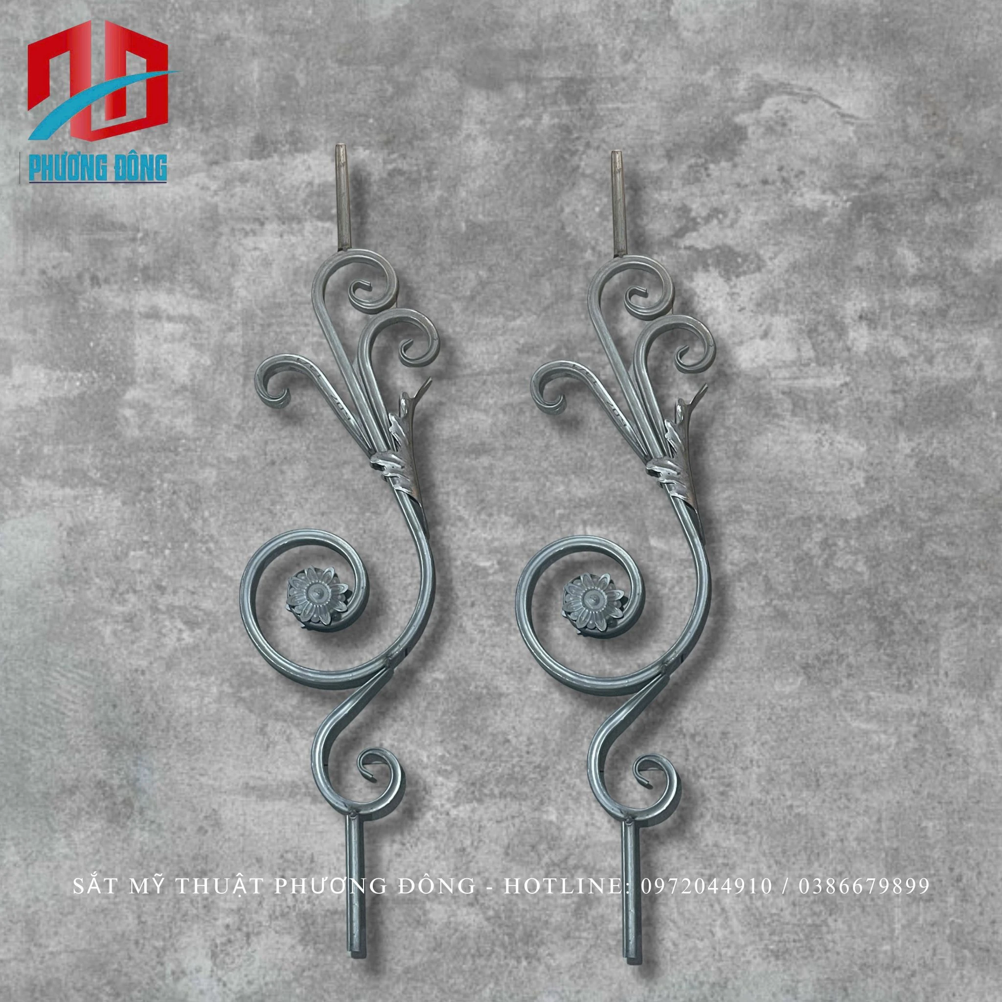 Thanh con tiện sắt hộp hoa uốn 05