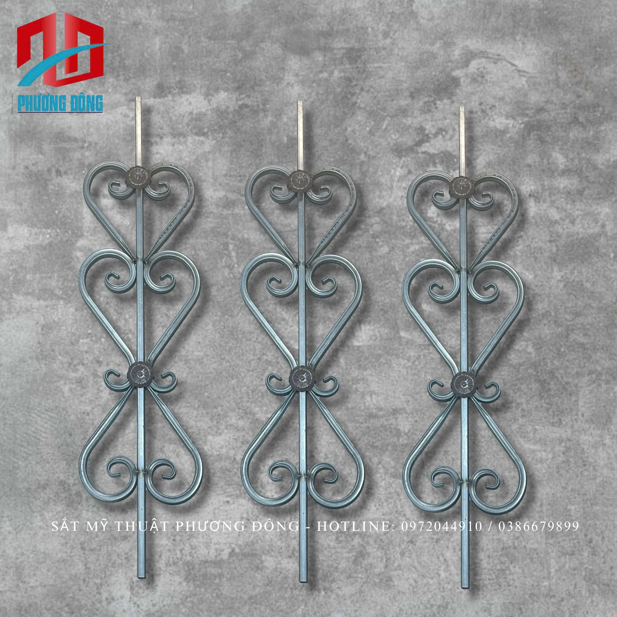 Thanh con tiện sắt hộp hoa uốn 08